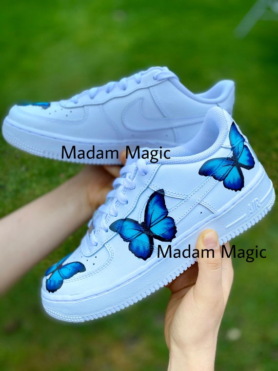 blue butterfly nike air force 1