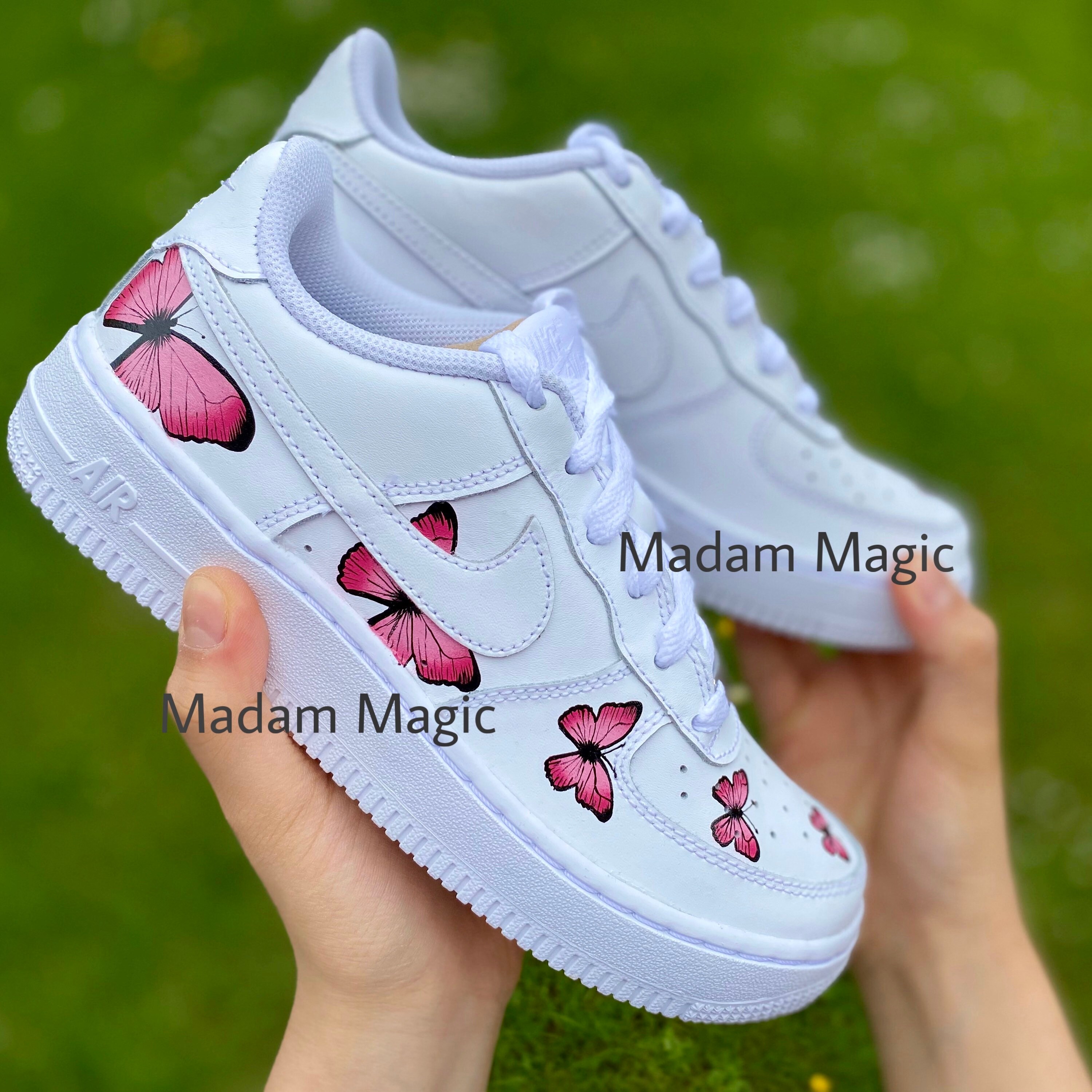 Hand Painted Custom Nike Air Force 1 Low Pink Butterfly AF1 | Etsy UK