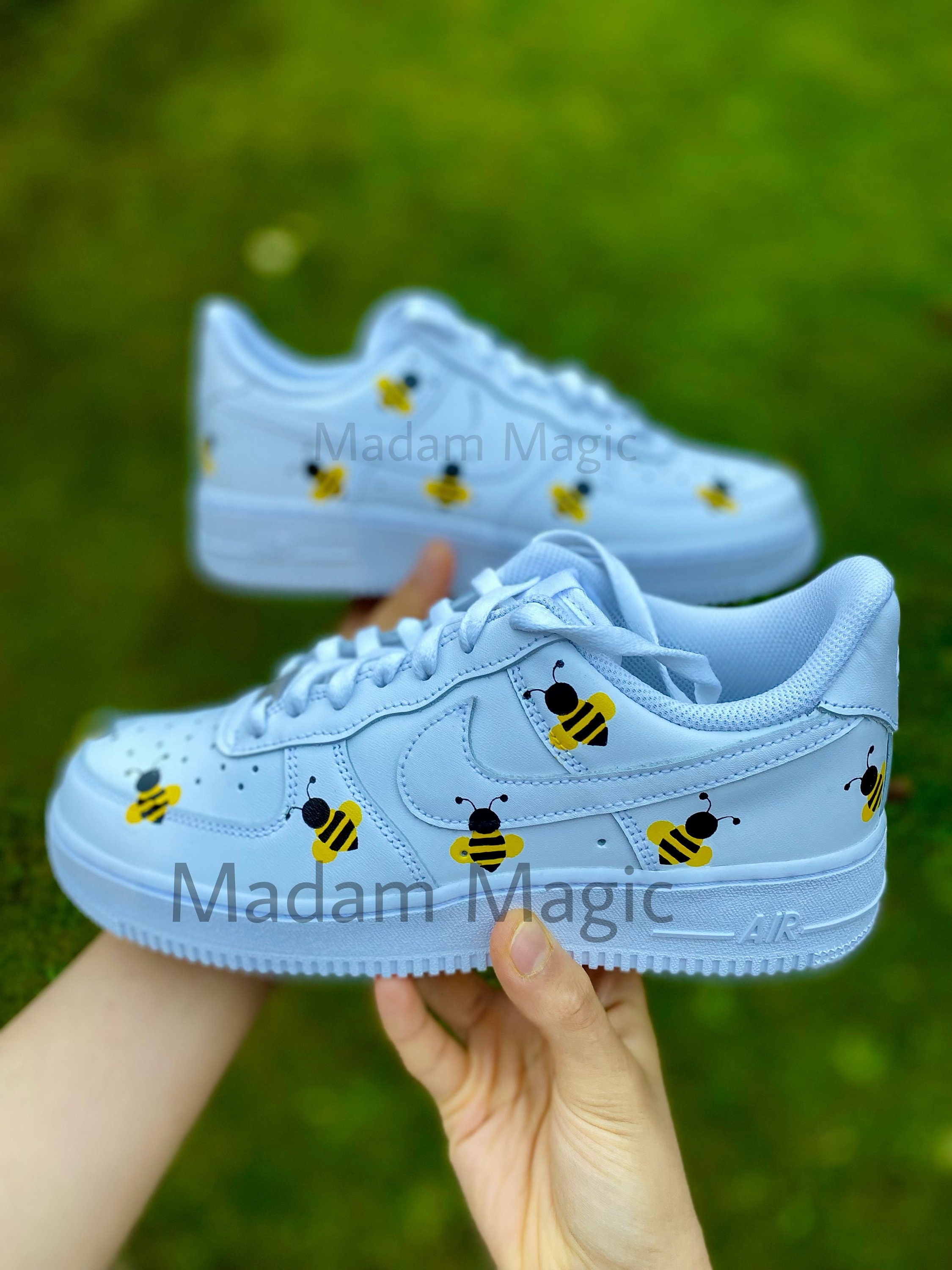 Custom Nike Air Force 1 in Yellow With Honey Bee and Comb 
