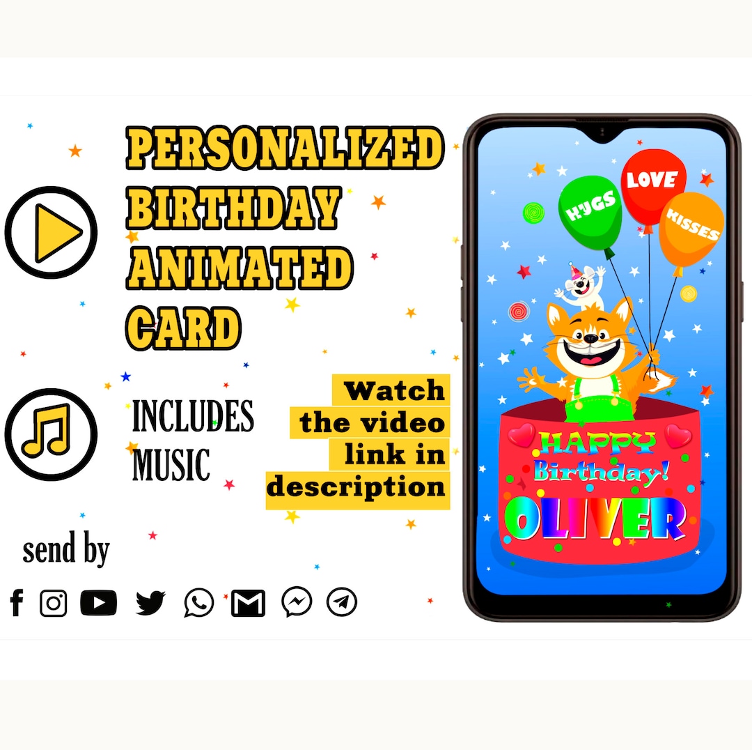 Animated Birthday Card, Custom Animated Ecard, Video Birthday Card