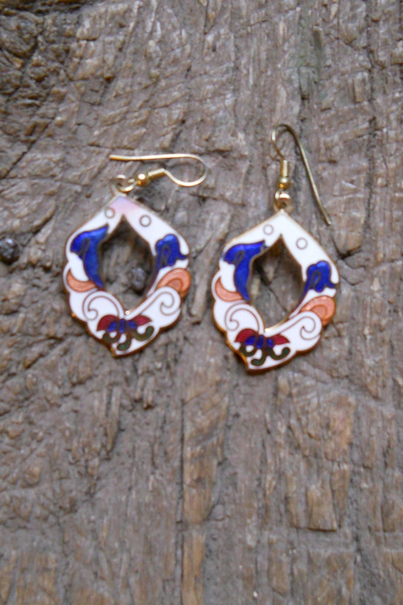 striking cloisonne earrings black Gem