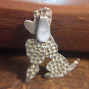 Vtg Sterling Silver 925 Mexico TM-13 HAND HAMMERED Poodle Dog Pin / Brooch