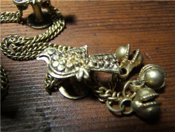 Brass Victorian 3 Bird Doves studs w/ Chain for s… - image 1