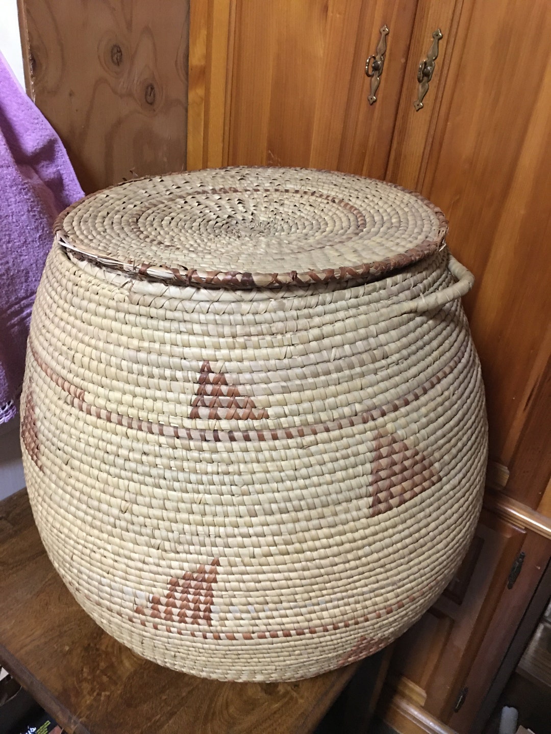Vintage Rare 24 Sweetgrass Basket Lidded Storage Basket Etsy