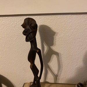 15&quot; Makonde Tribal African Carved Figure, Shetani, Antique