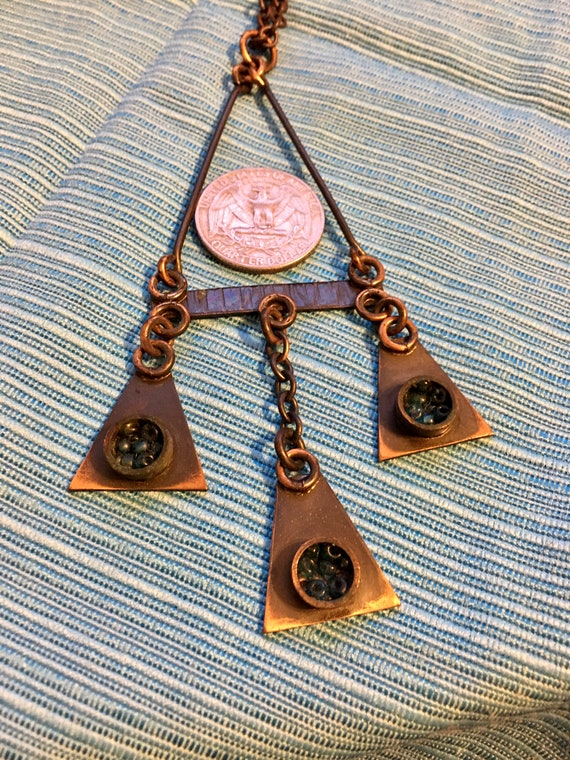 1970s Modernist Copper Pendant Necklace Signed Ho… - image 5