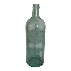 Antique Moxie Nerve Food Blue Green Glass Bottle 10” Pharmacy Cure