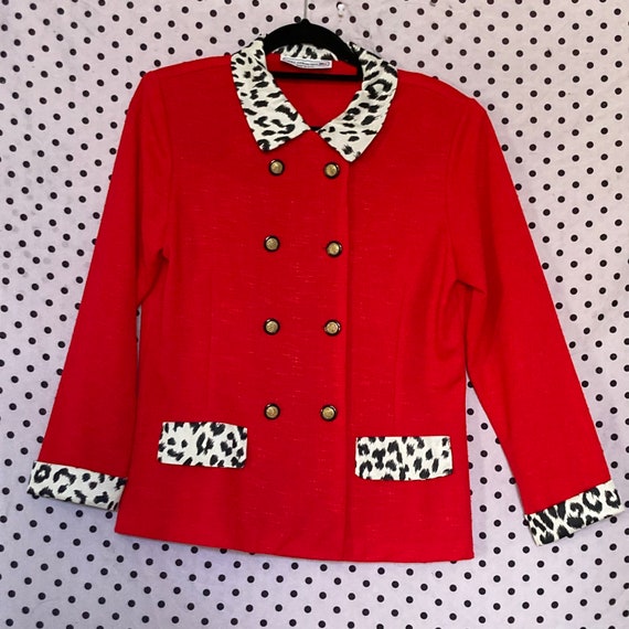 Glamorous Red Vintage 1980s Linen Blend Suit Jack… - image 3