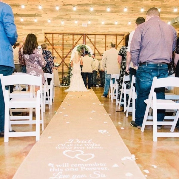 10ft-75 Feet Dad Quote Custom Wedding Burlap Aisle Runner