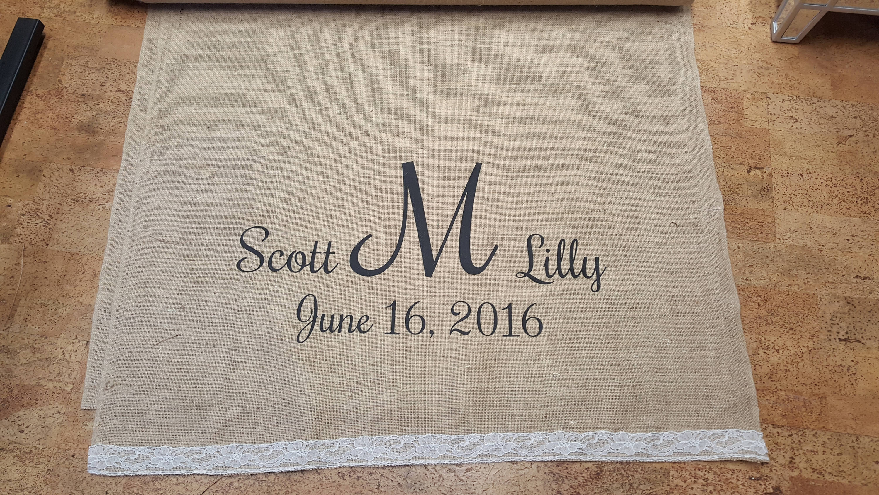 10ft50 Ft Custom Burlap Wedding Aisle Runner With Initials Etsy