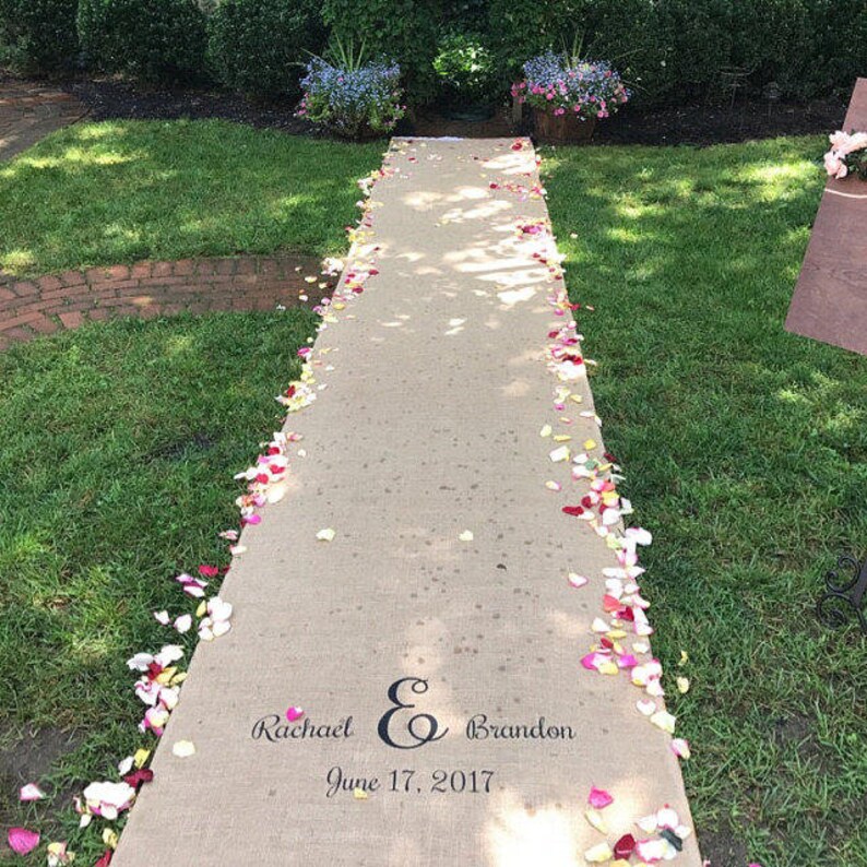 10ft50 Ft Custom Burlap Wedding Aisle Runner With Initials Etsy