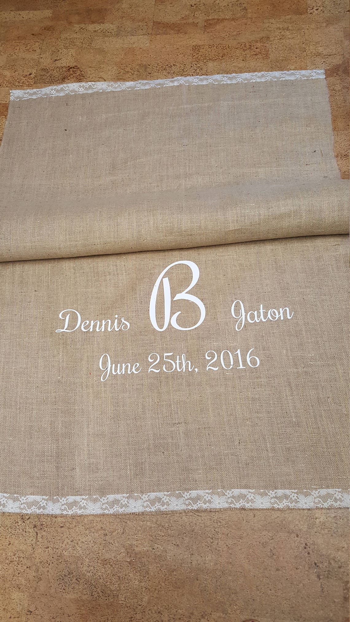 10ft50 Ft Custom Burlap Wedding Aisle Runner With Initials Etsy