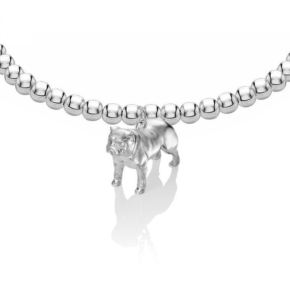 English Bulldog Charm Bracelet Sterling Silver Charm Bracelet