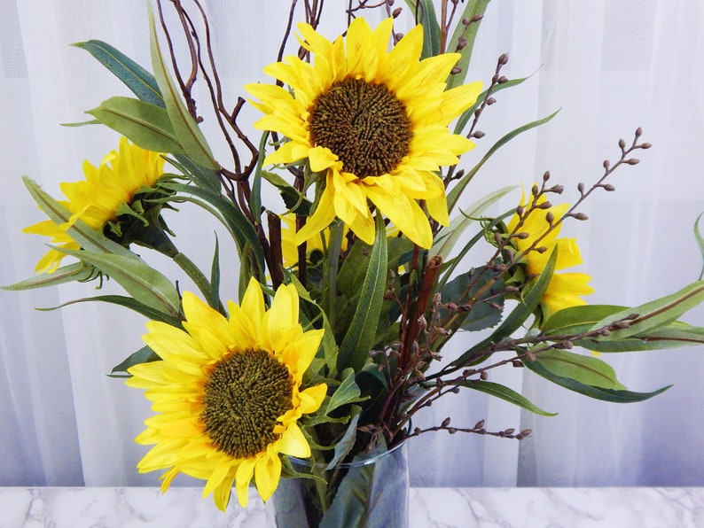 Floral arrangement silk sunflower centerpiece sunflower Etsy