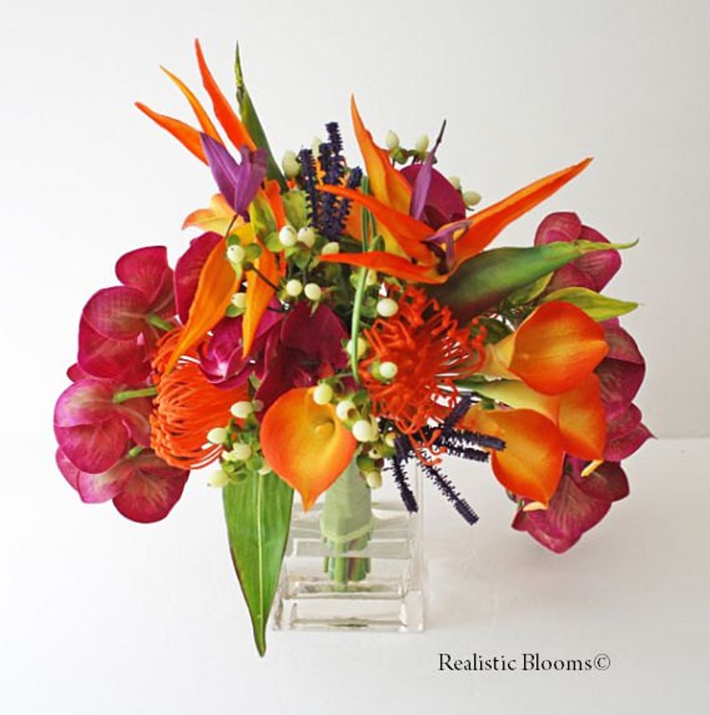 LARGE Real Touch Silk Floral ArrangementTropical Flower Etsy