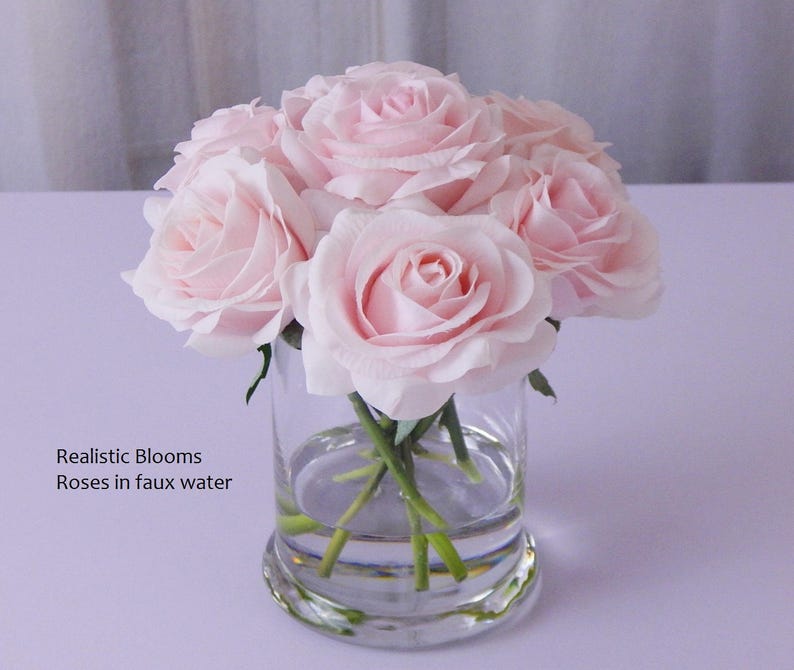 Real Touch silk rose floral arrangement pink blush roses in Etsy