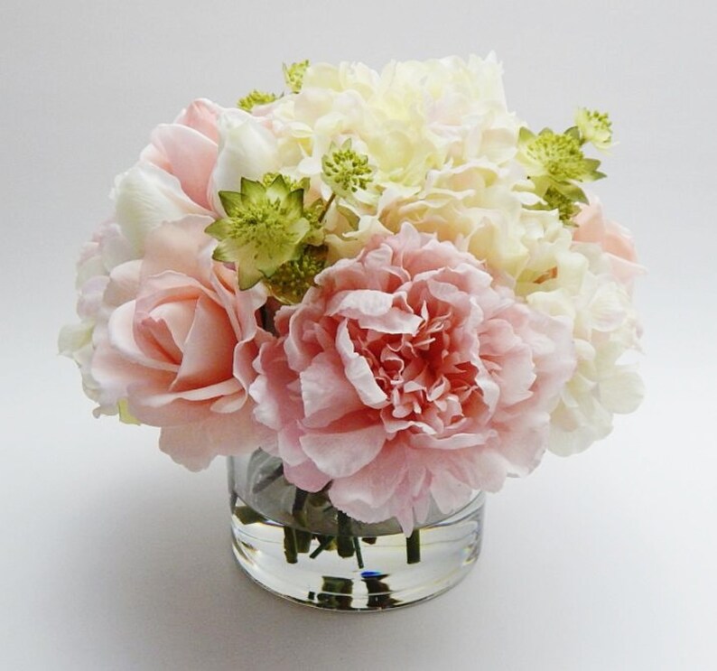 Pink blush cream silk rose/roses peony/peonies faux | Etsy