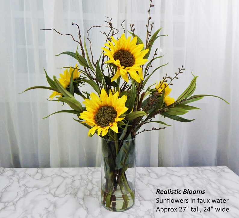 Floral arrangement silk sunflower centerpiece sunflower Etsy