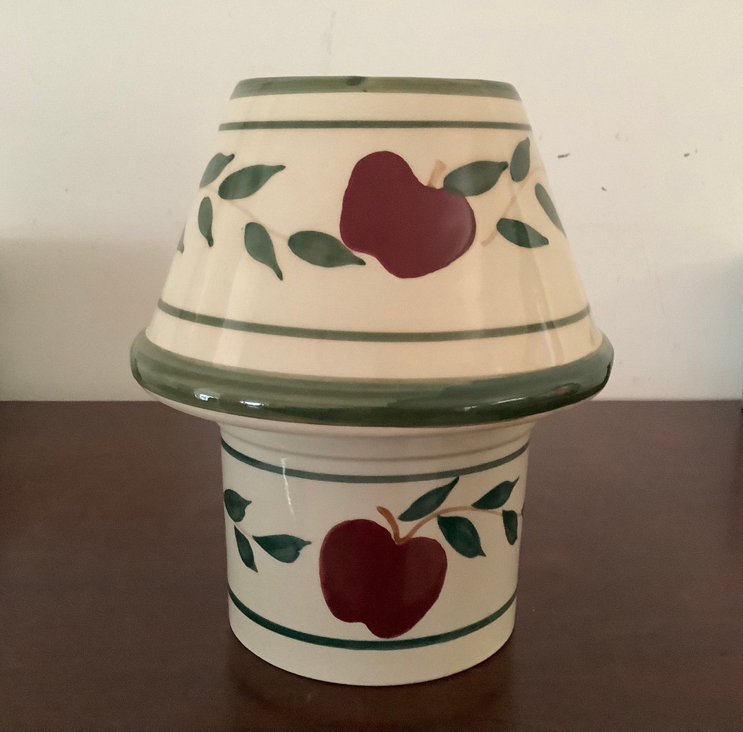 Ceramic Candle Lamp Apple Pattern by Pine Ridge Pottery Etsy