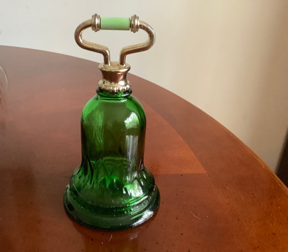 Avon Vintage Green Glass Bell Perfume Decanter Sw… - image 1