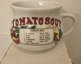Vintage Tomato Soup Recipe Ceramic Mug 1970s