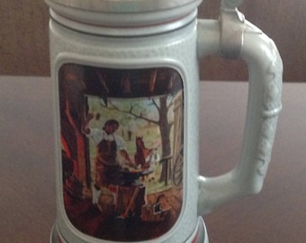 Avon The Building of America Stein Collection-The Blacksmith. Handcrafted in in Brazil 1985 37705