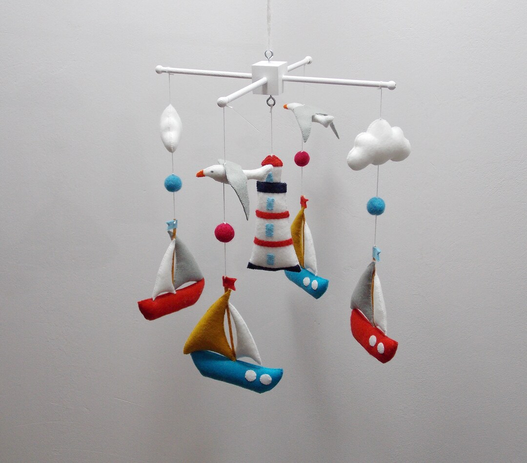 Nautical Mobile Nursery/sailboat Mobile/nautical Nursery/seeagullnautical Décor for Nursery