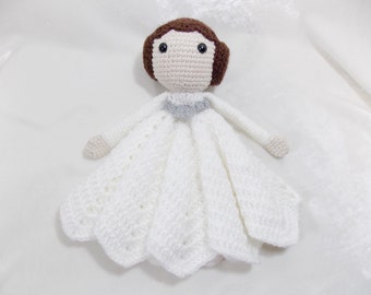 Princess Leia Star Wars Inspired Lovey/ Security Blanket/ Soft Toy Doll/ Plush Doll/ Stuffed Toy/ Amigurumi Doll/ Baby Doll- READY TO SHIP