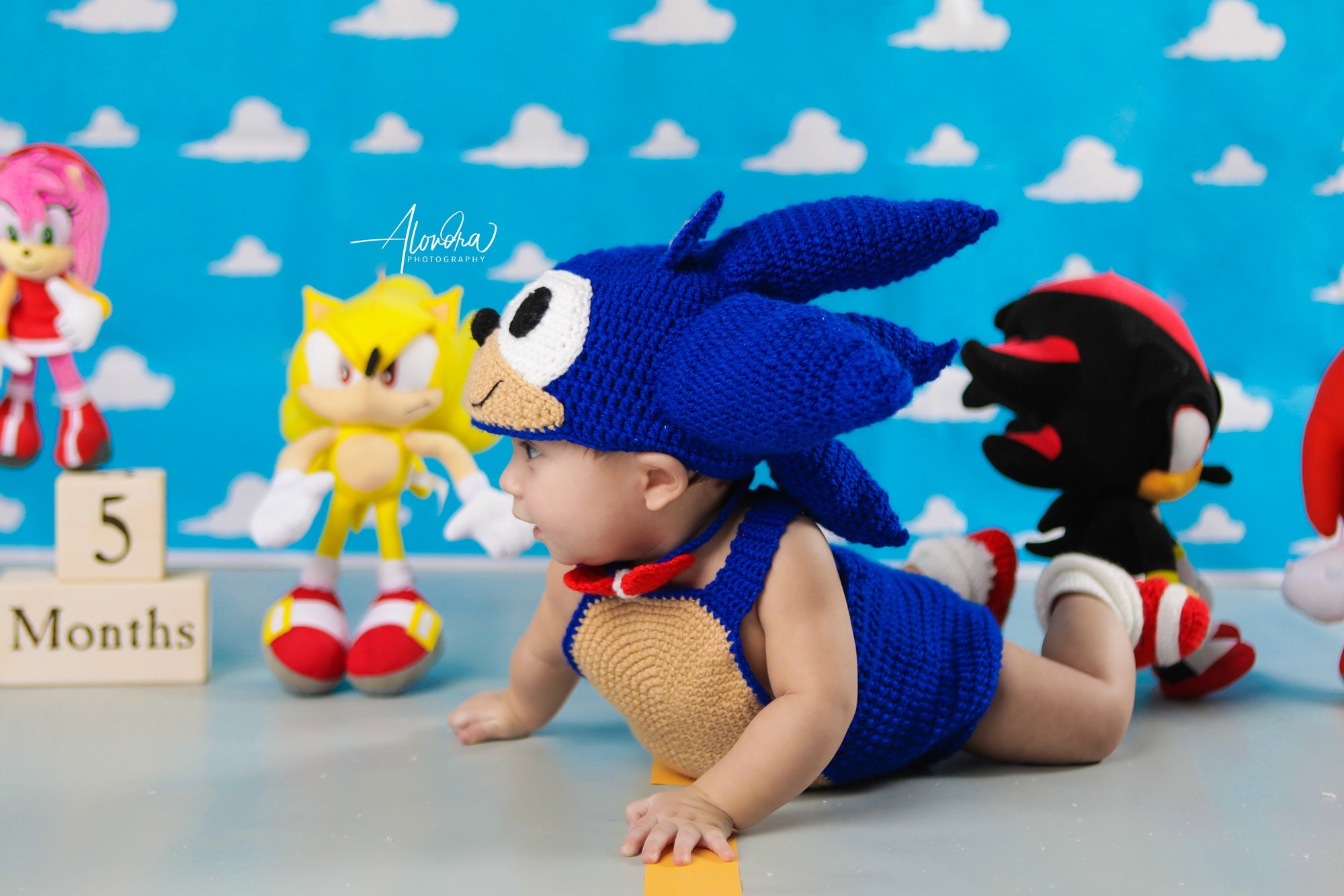 Set Sonic, costume animale, cappello Sonic, tuta all'uncinetto, oggetti di  scena per foto in costume -  Italia
