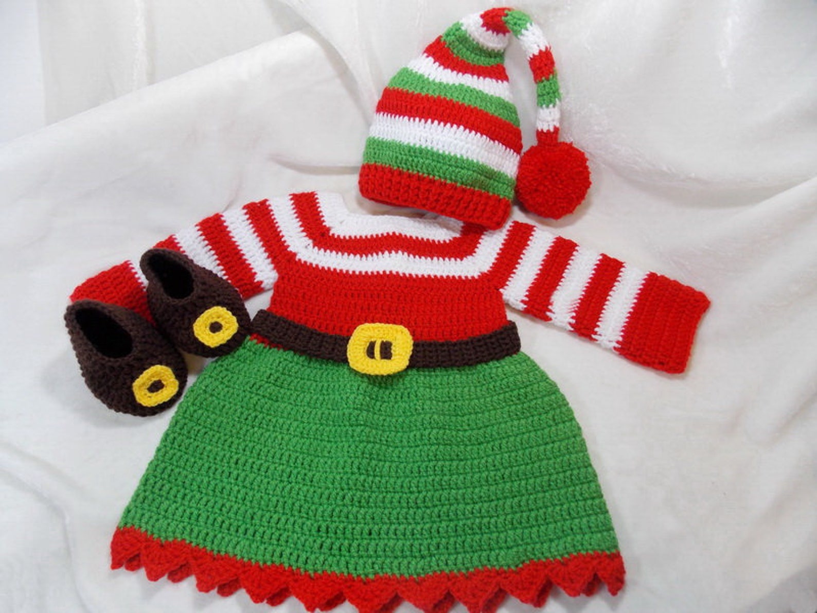 Elf baby girl setcrochet suit elf for Christmaself crochet Etsy
