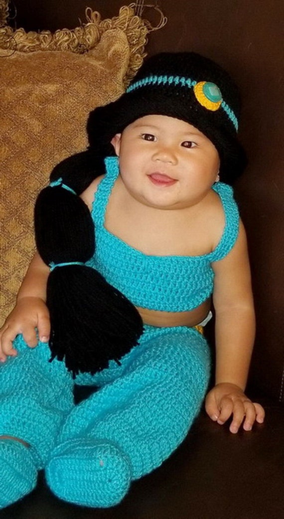 Princess Jasmine Inspired Costume / Crochet Princess Jasmine Wig / Princess  Costume / Princess Photo Prop Newborn to 18 Month Size -  Italia