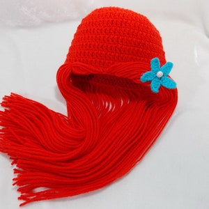 Sombrero inspirado en la princesa Ariel / Peluca de ganchillo princesa Ariel / - HECHO A PEDIDO