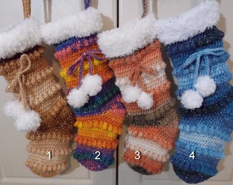 Crocheted Christmas Stocking, Stockings,Christmas Gift, Ready to ship !