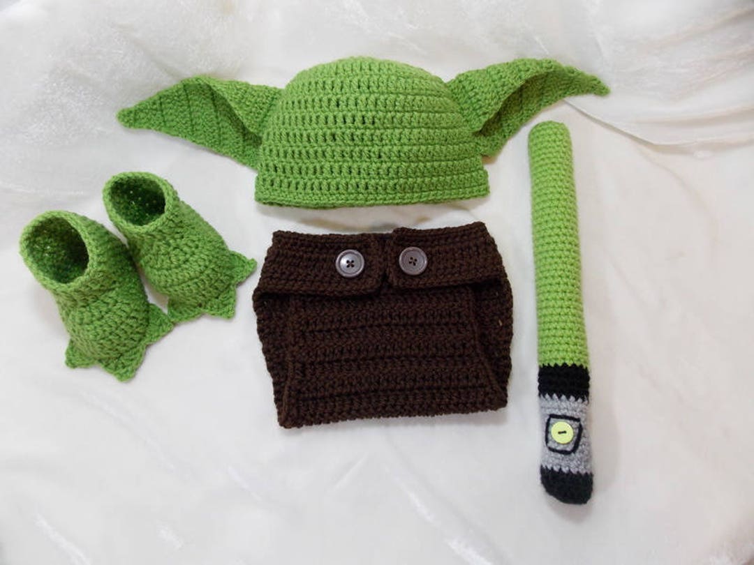Conjunto de disfraz de bebé de Yoda de Star Wars de ganchillo, disfraz de  bebé, accesorio de fotografía para recién nacido, Verde