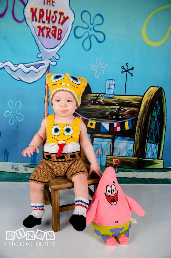 Spongebob Costume,photo Props Costume,babys'cloting, Crochet Hat Spongebob, costume for Newborn -  Norway