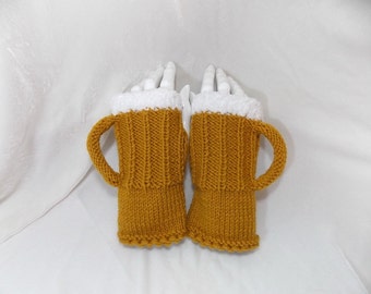 Gloves with beer mug,gloves,warm gloves,hand-knitted gloves,funny gift