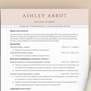 College Resume Template, Student Resume, High School Resume, First Job Resume, College Student Resume, No Work Experience Resume, Internship