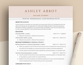 College Resume Template, Student Resume, High School Resume, First Job Resume, College Student Resume, No Work Experience Resume, Internship