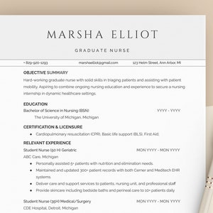 New Grad Nurse Resume, Nurse Practitioner Resume, Student Nurse Resume, CV Nursing Resume New Nurse, Nurse Resume Template Google Docs, Word