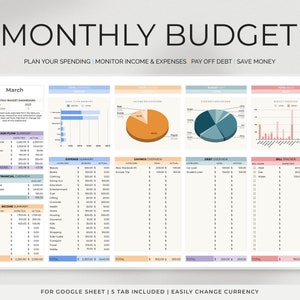 Monthly Budget Spreadsheet Google Sheets Budget Template Monthly Budget Planner Financial Planner Bill Calendar Saving Tracker Bill Tracker