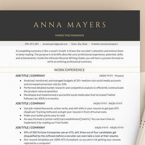 Executive Resume Template Google Docs / CV Template Professional, Executive ATS Resume Template for Manager, C Level, CV Design, Lebenslauf