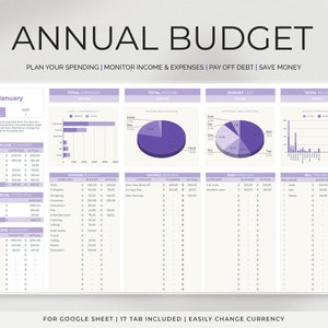 Annual Budget Spreadsheet, Google Sheets Budget Template, Monthly Budget Planner Google Sheets, Bill Calendar Personal Finance, Expenses