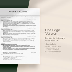 CV-mall för mjukvaruingenjör, CV för mjukvaruutvecklare, CV för ingenjör, CV för mjukvaruutvecklare, ATS, Word, CV för Google Docs, teknik, IT bild 2