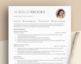 Teaching Resume, Teacher Resume Template, Teacher Resume Template with Photo, Teacher Resume Template Google Docs, Teacher Resume Word, ATS