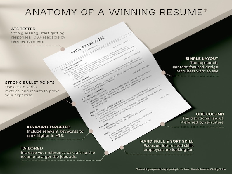CV-mall för mjukvaruingenjör, CV för mjukvaruutvecklare, CV för ingenjör, CV för mjukvaruutvecklare, ATS, Word, CV för Google Docs, teknik, IT bild 3