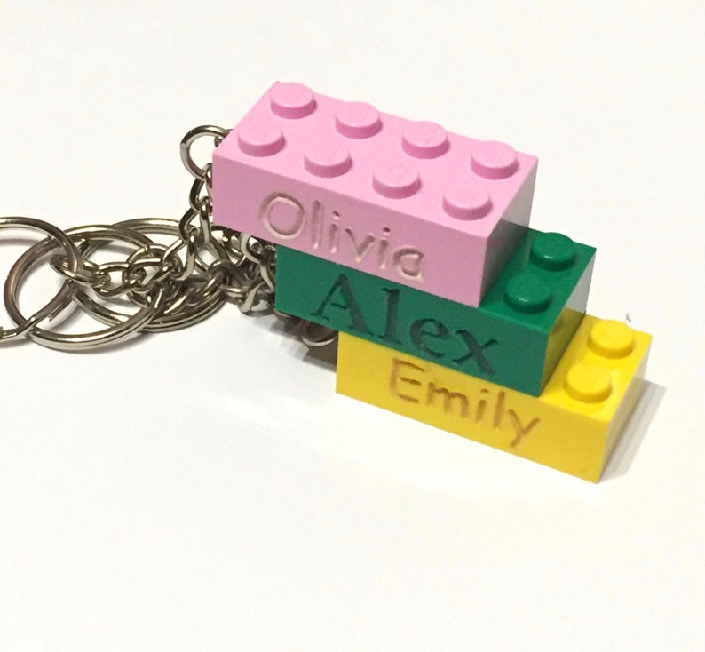 Engraved LEGOr brick keyring made with genuine lego bricks Etsy