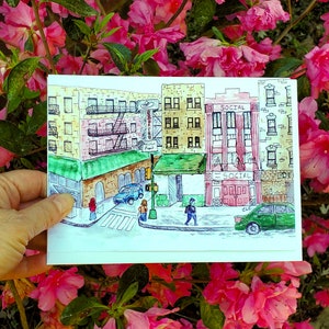 New York City Urban Sketching Greeting Card Set, NYC Cityscape Scenes, 5 x 7 Blank Cards suitable for framing 48th & 8th Ave