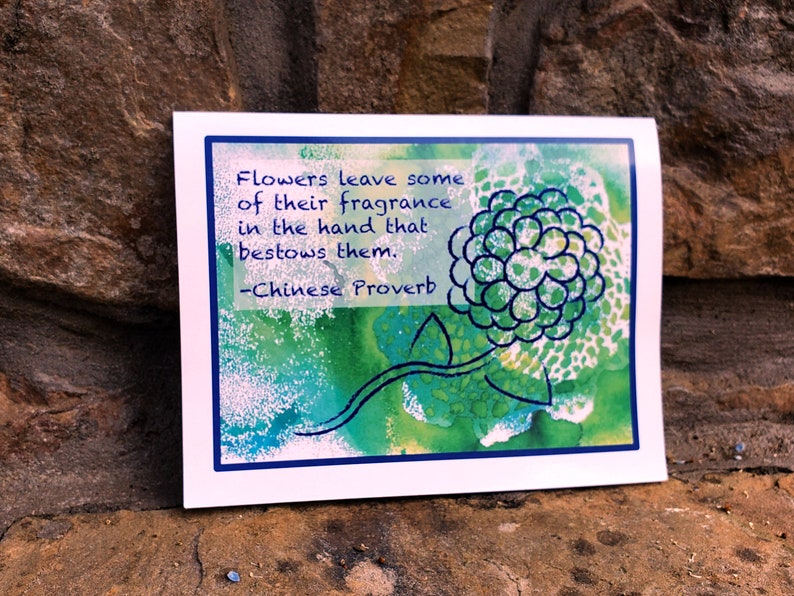 Chinese Proverb Appreciation Note Card, Thank You Card Gift Set, Encouragement Notecard with Abstract Hydrangea Flower, Blank Any Occasion image 7