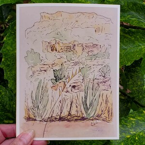 Jemez New Mexico Mountain Landscape Watercolor, Plein Air Painting Art Print Card 5 x 7 inches