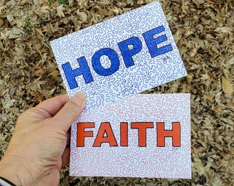 Faith and/or Hope Greeting Cards, Gift Card Holder, Spiritual Word Encouragement Notecards, Easter Note Gift Card Set